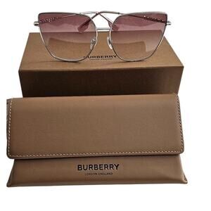 Burberry BE3143 Alexis Metal Sunglasses in Silver Pink